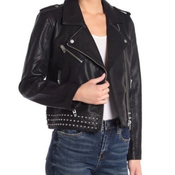 BlankNYC Small Black Leather Studded Moto Jacket - Picture 3 of 3